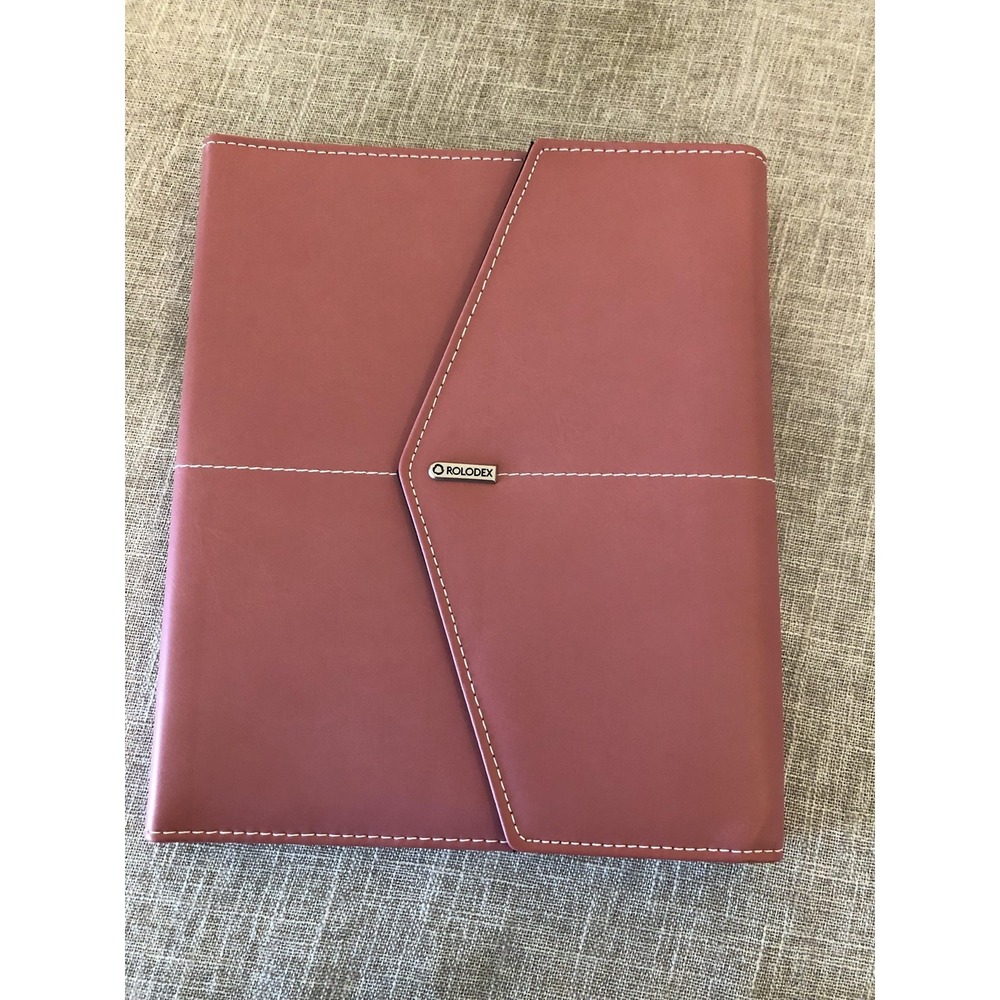 Rolodex Padfolio Womens Pink Faux Leather Snap Pockets Organizer Notebook